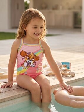 Nickelodeon Girls Pink Rainbow Paw Patrol One-Piece Swimsuit